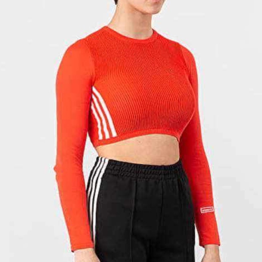 NWT Adidias stripe cropped long sleeve